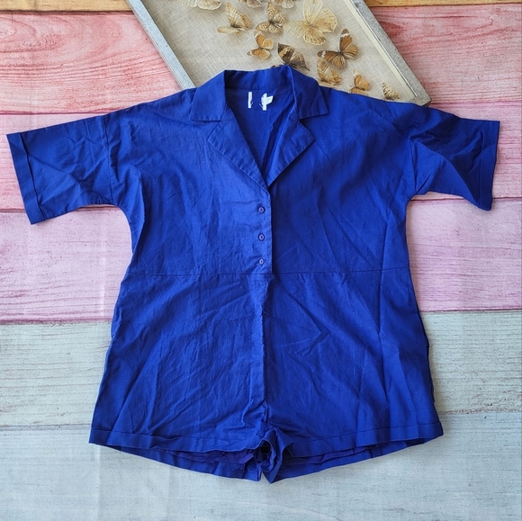 Princess Polly Blue Sinclair Button Front Pocket Oversized Romper Playsuit 0US - Picture 5 of 9